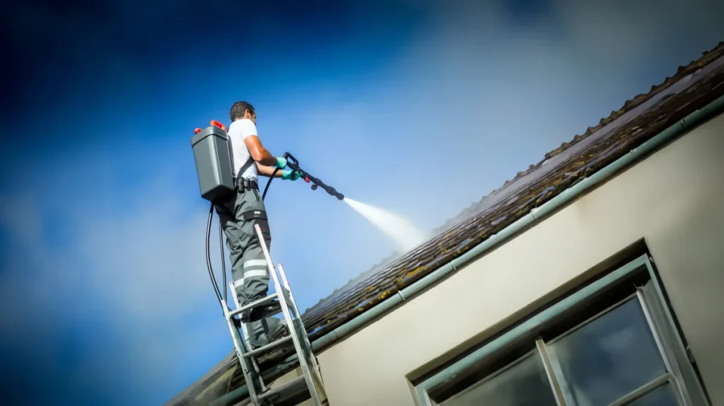 application d'un traitement hydrofuge sur une toiture pour prévenir les infiltrations d'eau et protéger les matériaux